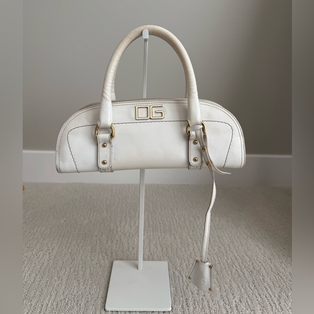 Vintage Dolce & Gabbana long east west leather bag with lock and keys